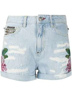 Philipp Plein джинсовые шорты с вышивкой