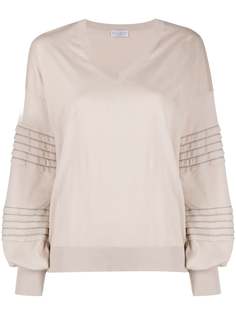 Brunello Cucinelli топ с пышными рукавами и складками