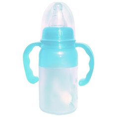 EcoBaby Бутылочка с антиколиковым клапаном и ручками, 110 мл с рождения, blue