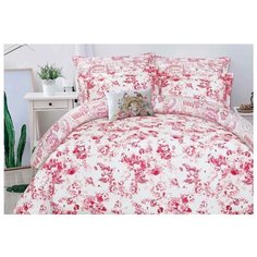 Постельное белье 2-спальное Mona Liza Ceramic Pink on white, сатин розовый/белый