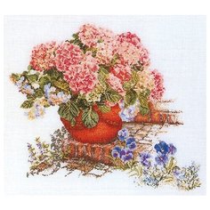 Thea Gouverneur Набор для вышивания Гортензия и анютины глазки 45 х 50 см (2078)