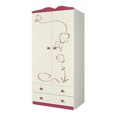 Шкаф для одежды Мебель-Неман Тедди Ш90-2Д0, (ШхГхВ): 89х62х182 см, бордовый/крем