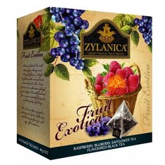 Чай черный Zylanica Fruit exotica с малиной, черникой и лепестками сафлора в пирамидках, 20 шт.