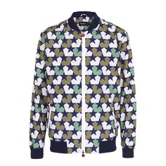Бомбер на молнии с принтом и контрастными манжетами Kiton