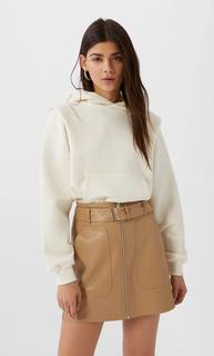 Stradivarius Мини-Юбка Из Искусственной Кожи Женская Коллекция Бежевый Xs