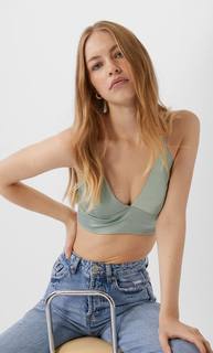 Stradivarius Топ-Бралетт Из Сатина Женская Коллекция Зеленый M