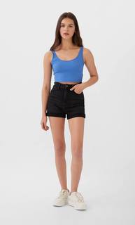 Stradivarius Шорты Mom Fit Облегающего Кроя Женская Коллекция С Эффектом Потертости 44