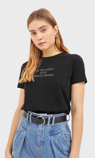 Stradivarius Футболка С Принтом Женская Коллекция Черный S