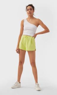 Stradivarius Шорты Из Хлопка Женская Коллекция Зеленый S