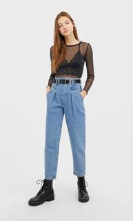 Stradivarius Топ Из Блестящей Прозрачной Ткани Женская Коллекция Черный S