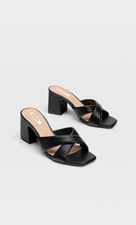Stradivarius Стеганые Босоножки На Каблуке Женская Коллекция Черный 38