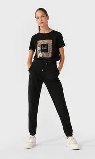 Stradivarius Футболка С Принтом Женская Коллекция Черный S