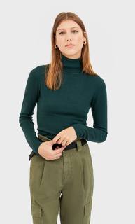 Stradivarius Свитер С Высоким Воротником Женская Коллекция Бутылочно-Зеленый M