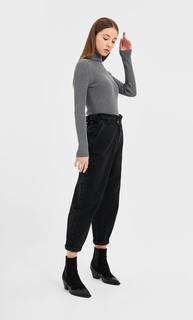 Stradivarius Свитер С Высоким Воротником В Рубчик Женская Коллекция Темно-Серый L