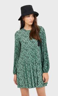 Stradivarius Мини-Платье С Плиссировкой Женская Коллекция Зеленый L