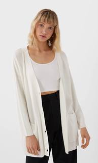 Stradivarius Длинный Кардиган Женская Коллекция Цвет Небеленого Полотна S