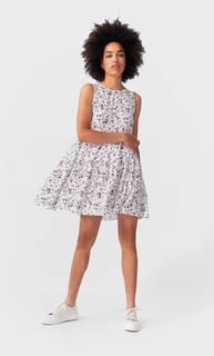 Stradivarius Короткое Платье В Цветок Женская Коллекция Цвет Небеленого Полотна S