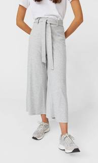 Stradivarius Трикотажные Брюки-Кюлоты С Поясом Женская Коллекция Пестро-Серый S