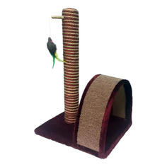 Когтеточка PerseiLine Столбик+дуга, джут/ковролин/игрушка, в ассортименте, 35х30х54см