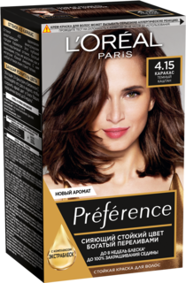 Краска для волос LOreal Paris Preference оттенок 4,15 Каракас темно-каштановый