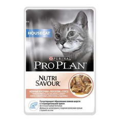 Влажный корм для кошек PRO PLAN Nutri Savour Housecat, лосось, 24шт, 85г