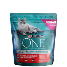 Сухой корм для кошек Purina One, для стерилизованных, лосось и пшеница, 1,5кг