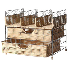 Этажерка NoBrand CK3508 27х23,5х22 см, ротанг/стальной