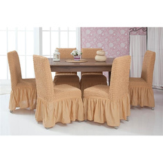 Чехлы на стулья с оборкой Venera "Chair cover", цвет: светло-коричневый, комплект 6 шт