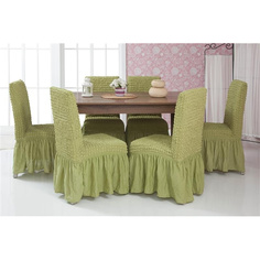 Чехлы на стулья с оборкой Venera "Chair cover", цвет: фисташка, комплект 6 шт