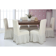 Чехлы на стулья с оборкой Venera "Chair cover", цвет: белый, комплект 6 шт