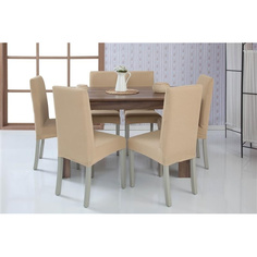 Чехлы на стулья без оборки Venera "Comb chair cover", цвет: светло-бежевый, комплект 6 шт
