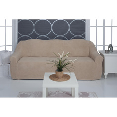 Чехол на трехместный диван плюшевый Venera "Sofa soft", цвет: бежевый
