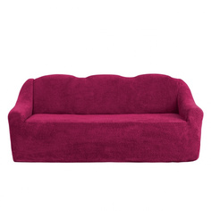 Чехол на трехместный диван плюшевый Venera "Sofa soft", цвет: бордовый
