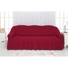 Чехол на трехместный диван с оборкой CONCORDIA "Triple sofa", цвет: бордовый Venera