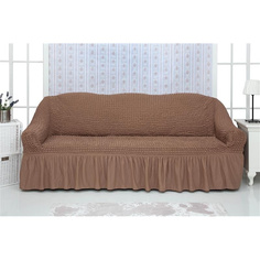 Чехол на трехместный диван с оборкой CONCORDIA "Triple sofa", цвет: коричневый