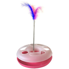 Игрушка Homecat Трэк пластиковый с мячиком и перьями на пружине для кошек (24 х 7 см)