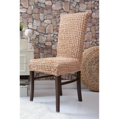 Чехлы на стулья без оборки Venera "Chair", цвет: бежевый, комплект 6 штук