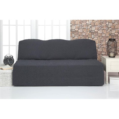 Чехол на трехместный диван без подлокотников и оборки Venera "Sofa", цвет: темно-серый