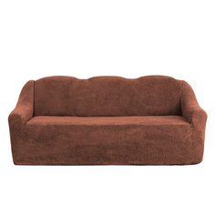 Чехол на трехместный диван плюшевый Venera "Sofa soft", цвет: шоколадный