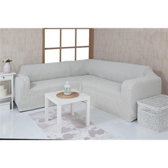 Чехол на угловой диван без оборки Venera "Corner cover sot", цвет: белый