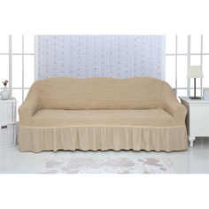 Чехол на трехместный диван с оборкой CONCORDIA "Triple sofa", цвет: светло-бежевый Venera