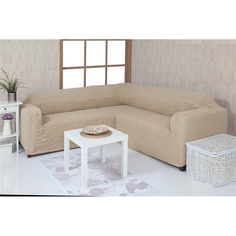 Чехол на угловой диван без оборки Venera "Corner cover sot", цвет: кремовый