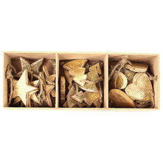 Украшения подвесные Golden Stars/Trees/Hearts, деревянные, в подарочной коробке, 24 шт. Enjoyme