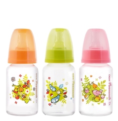 Бутылочка Мир детства полипропиленовая с силиконовой соской, 125 мл, 0+, в ассортименте
