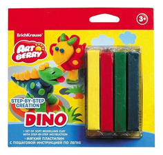 Пластилин ErichKrause мягкий Dino Step-By-Step Creation 4 цвета
