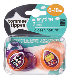 Набор детских пустышек tommee tippee Any Time (6-18 мес.) 2 шт. оранжевые