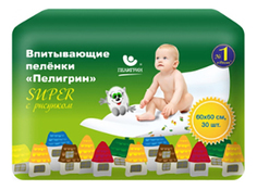 Пеленки для детей Пелигрин Super 60 х 60 см 30 шт.