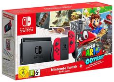 Портативная игровая консоль Nintendo Switch Red + Super Mario Odyssey