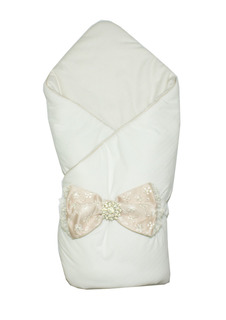 Конверт-одеяло с поясом "Чудесный бантик" белый ОСЬМИНОЖКА