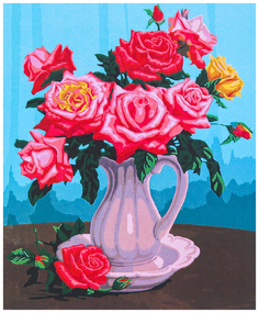 Картина по номерам Flamingo Розы в белой вазе FLA011 50x40 см